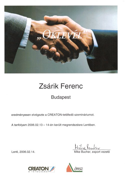 Zsárik Ferenc tetőfedő mester