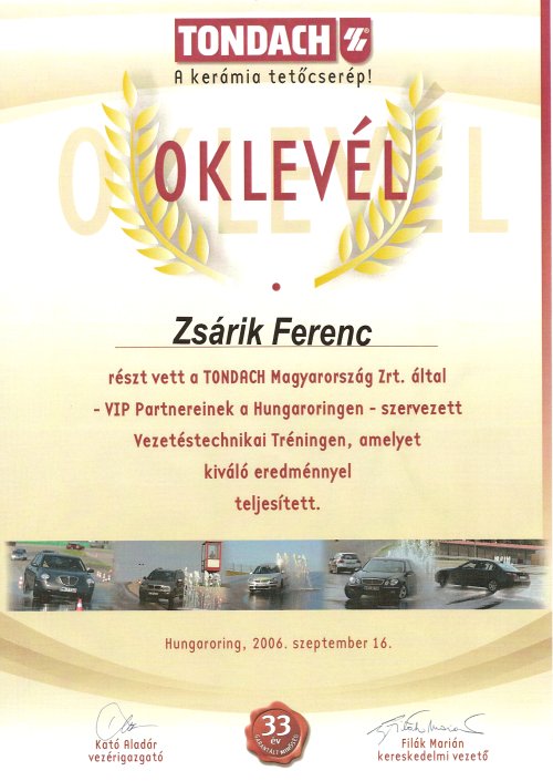 Zsárik Ferenc - tondach tetőfedő mester